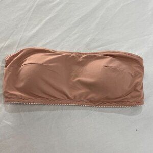 Strapless Bandeau Bra Removable Pads Blush Hook Back Women’s Medium Nude